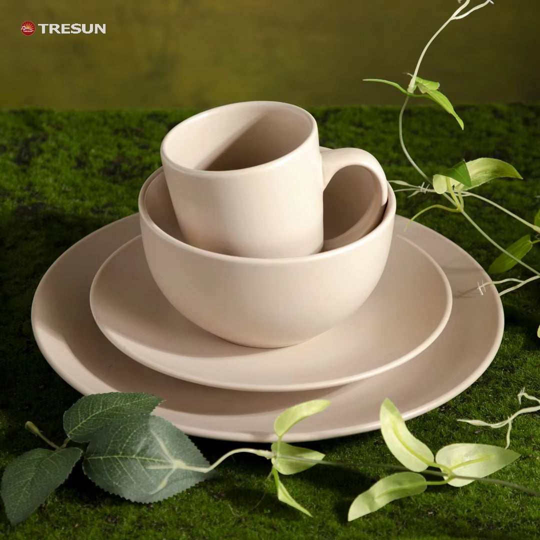 Tresun® 16-Piece Beige Stoneware Dinnerware Set | Service for 4