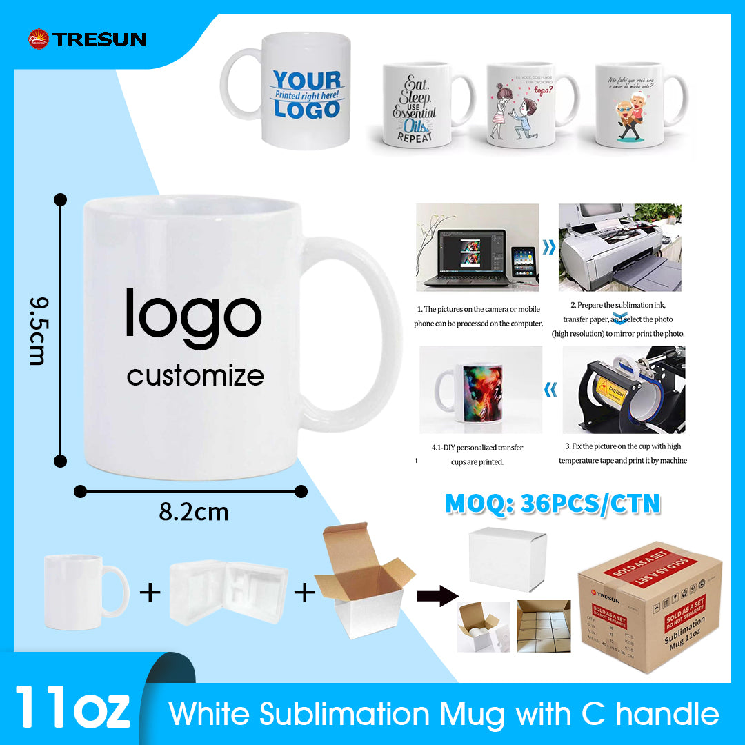 11oz White Sublimation Mug with C Handle