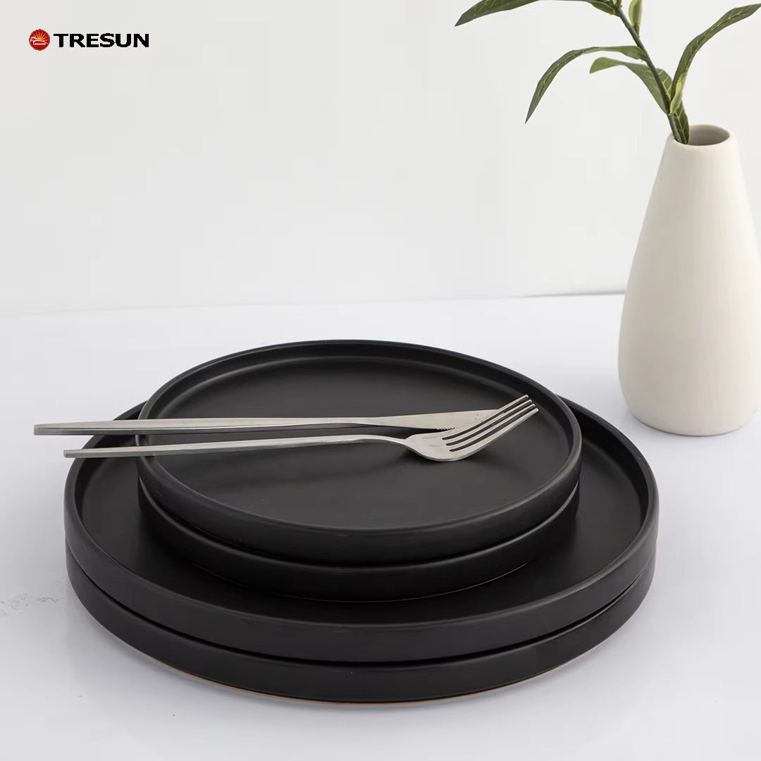 Tresun® 16-Piece Matte Black Stoneware Dinnerware Set | Service for 4