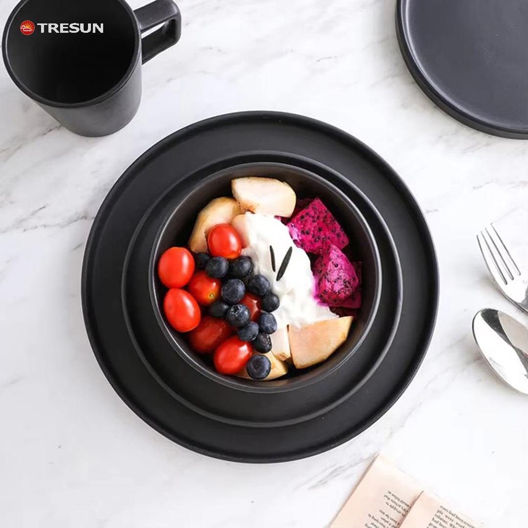 Tresun® 16-Piece Matte Black Stoneware Dinnerware Set | Service for 4
