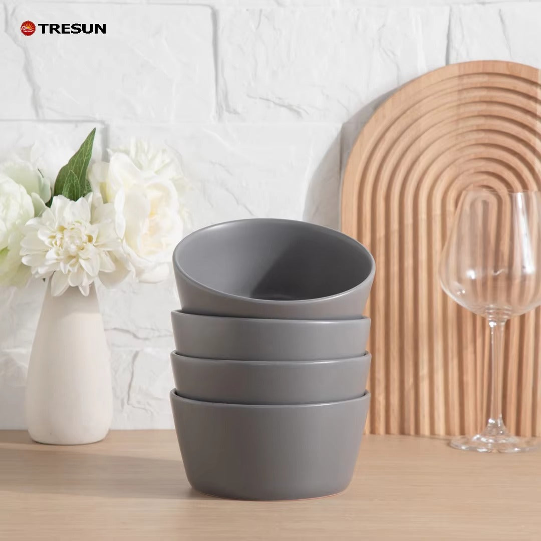 Tresun®16 Pcs Matte Grey Stoneware Dinnerware Set | Service for 4