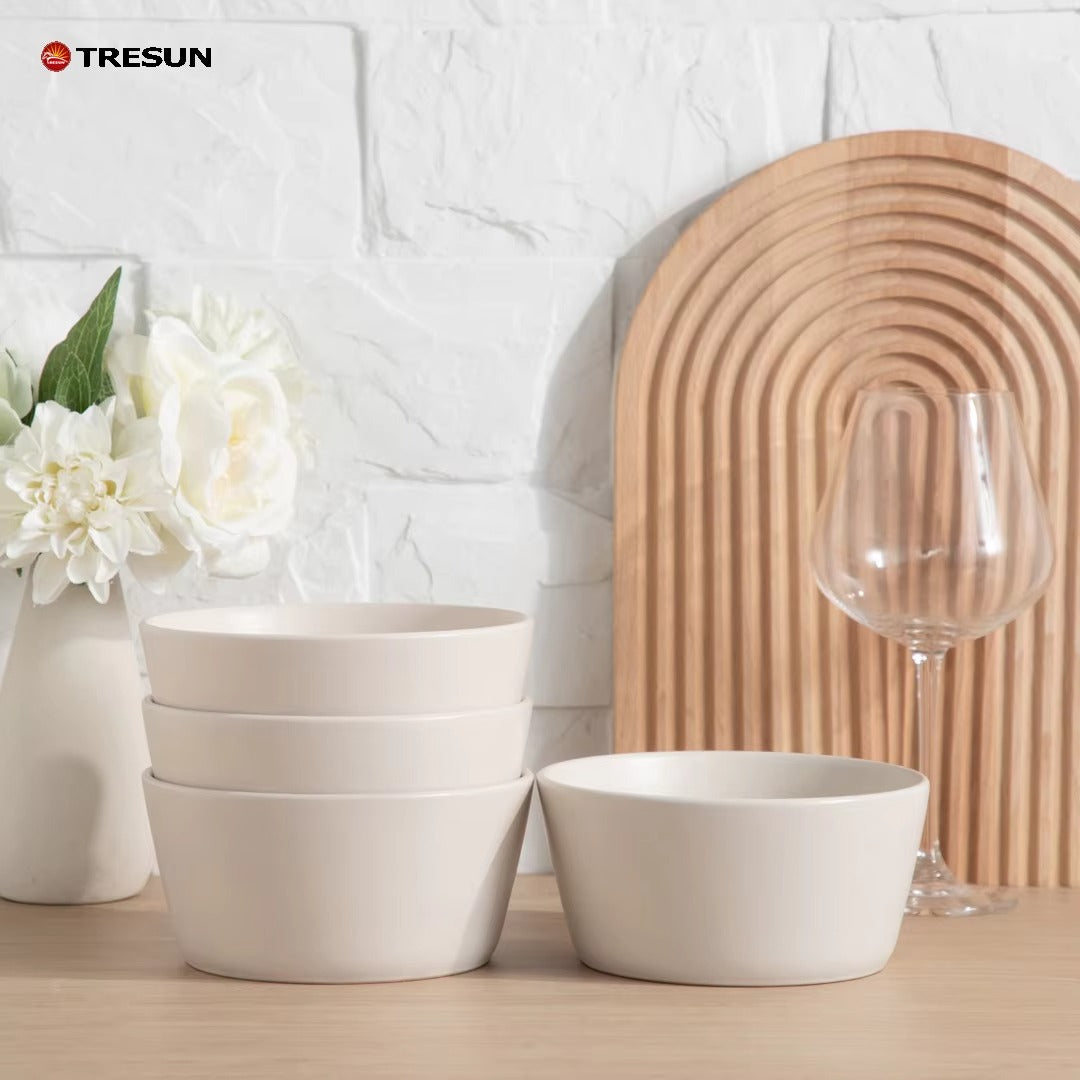 Tresun®16 Pcs Matte beige Serving Stoneware Dinnerware Set | Service for 4