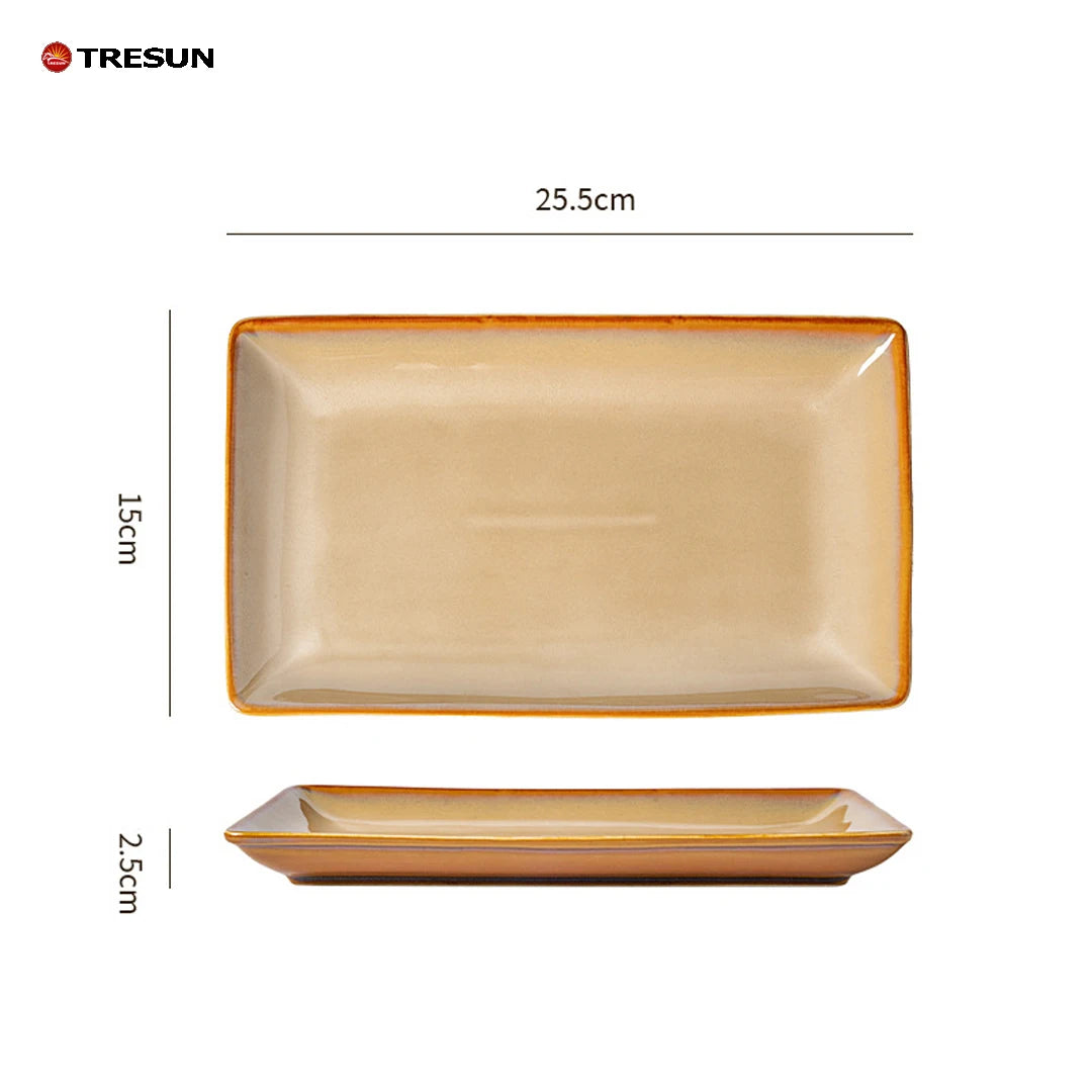 Retro-style Kiln-baked Glazed Ceramic Dinner Plates for Restaurants Steak Pasta  Culinary Plates Household Dish Plates