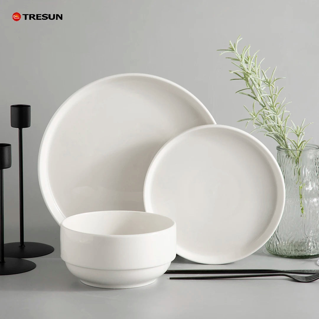 Cheap Price Pure White Western Style Premium Quality 10.5 Dinnerware Sets Tableware Wholesale Ceramic Dinner Plate for Wedding