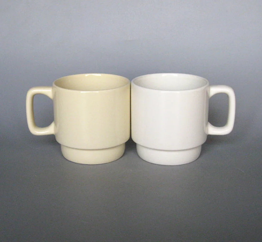 Cream Beige Stackable Ceramic Mug, Minimalist Straight Body Coffee Tea Cup, Custom Logo, Bulk Wholesale for Supermarket Holiday