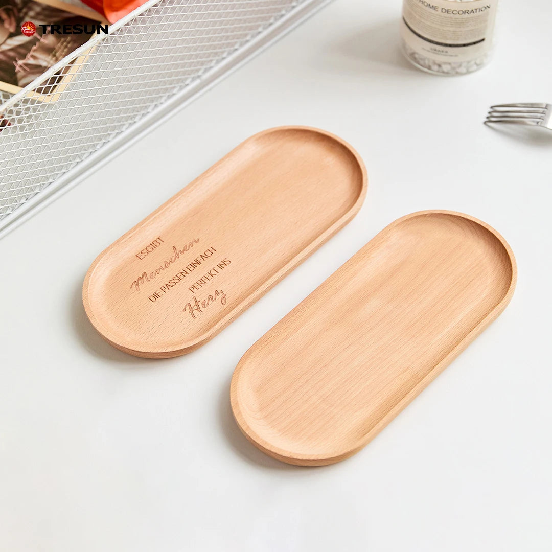 Wholesale Custom Small Beech Wooden Tray for Tea Coffee Food Storage Personalized Handmade Serving Plate