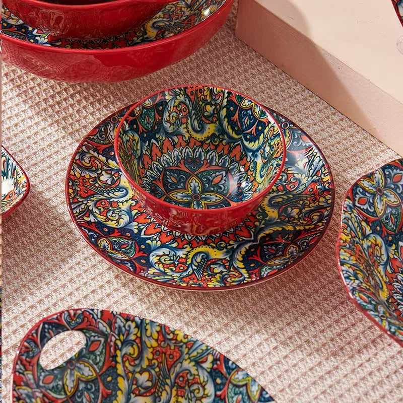 Wholesale TRESUN Bohemian Dinner Ceramic Eco-Friendly Durable Leak-Proof Microwave Safe Tableware Set Restaurant Assorted Dishes