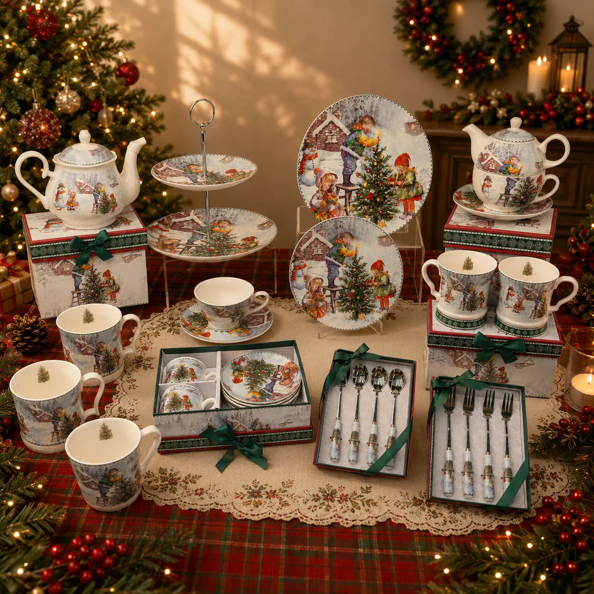 Factory Direct Ceramic Mug Snow Scene Painted Porcelain Ceramic Cup Christmas Birthday Gifts for Housewarming Food