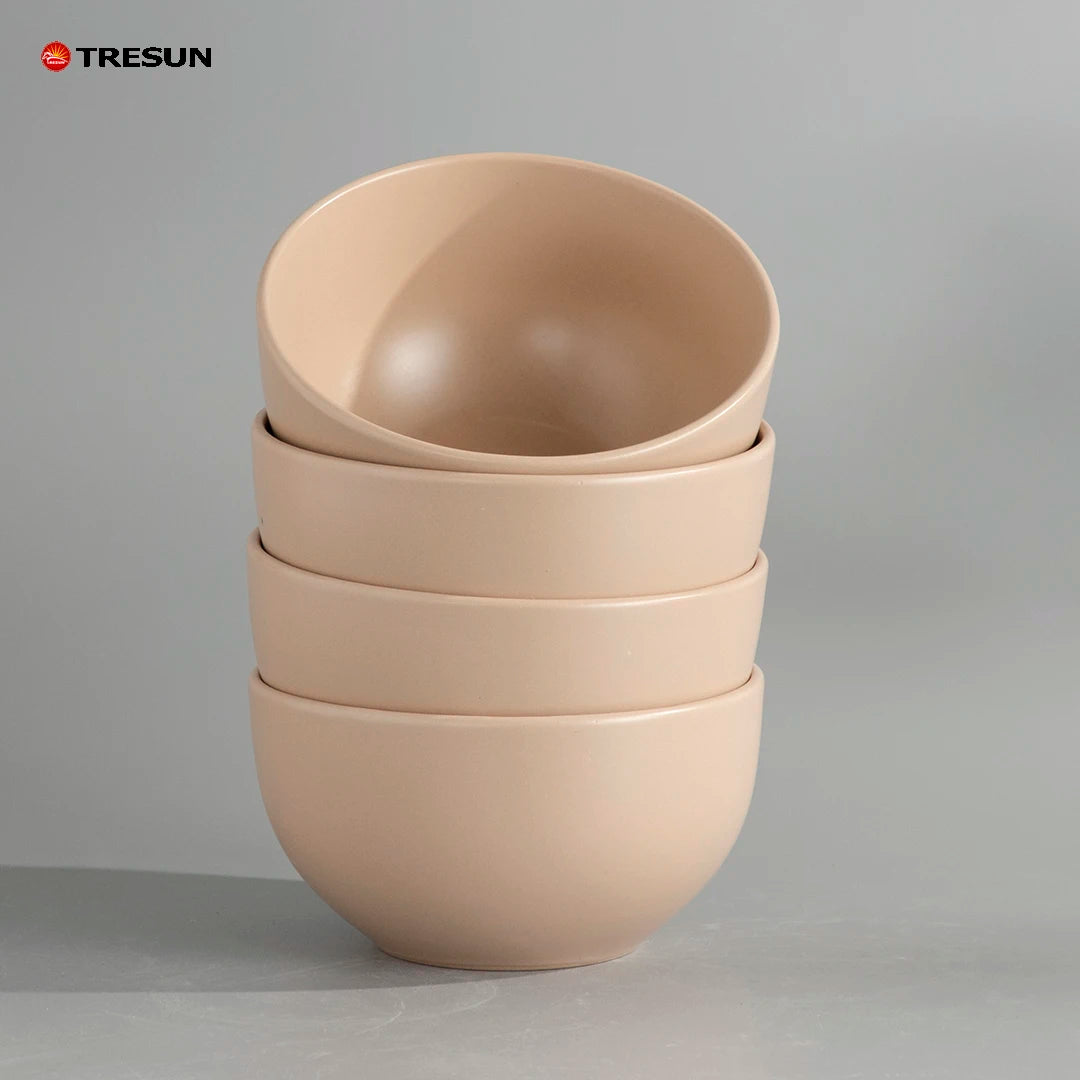 TRESUN 16-Piece Stoneware Classic Wedding Dinnerware Set Dishwasher & Microwave Safe Matte Beige Plates and Mug