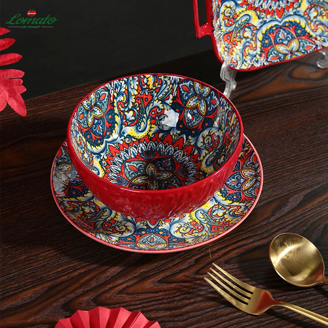 Wholesale TRESUN Bohemian Dinner Ceramic Eco-Friendly Durable Leak-Proof Microwave Safe Tableware Set Restaurant Assorted Dishes