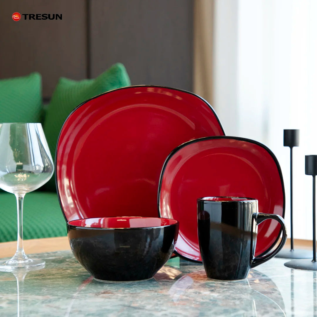 Ready-to-Ship TRESUN Luxury Eco-Friendly Sustainable Bone China Dinnerware Sets High-End Restaurant Tableware Dishwasher Safe