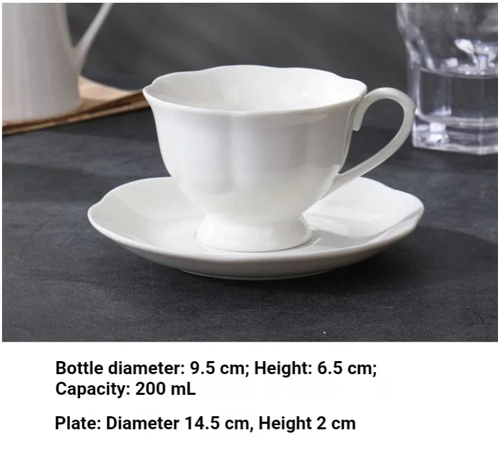 White Porcelain Hotel Custom Cup And Saucer Set Tea Coffee Cup For Restaurant Wedding Wholesale