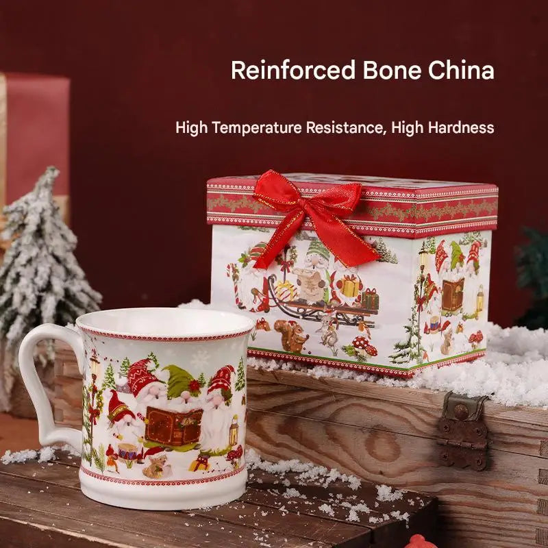 This Christmas Elf Bone China Mug Set Is Perfect for Holiday Use Dishwasher/microwave Safe Leak-proof Making Wonderful Gift.