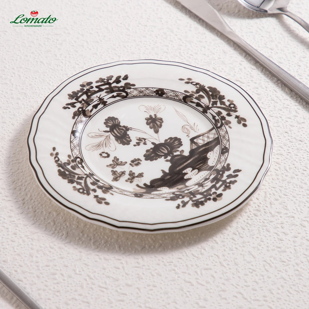 Bone China Dinner Plates Set Custom Pattern Luxury Wedding Hotel Tableware Free Design Customized Gift Ceramics Plates Wholesale