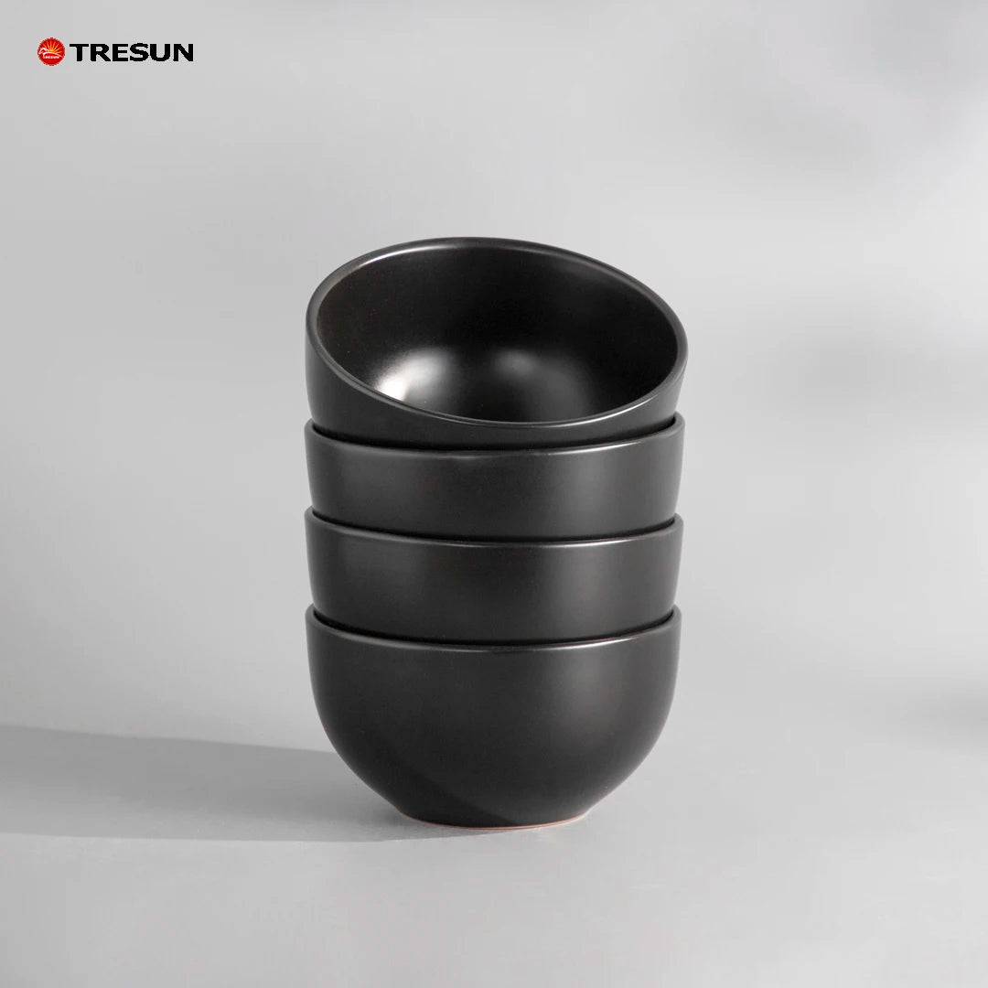 Luxury Vajillas 16 Piece Pcs Ceramic Plates and Bowls Modern Flat Microwave Safe Matte Black Stoneware Dinnerware Set of 4