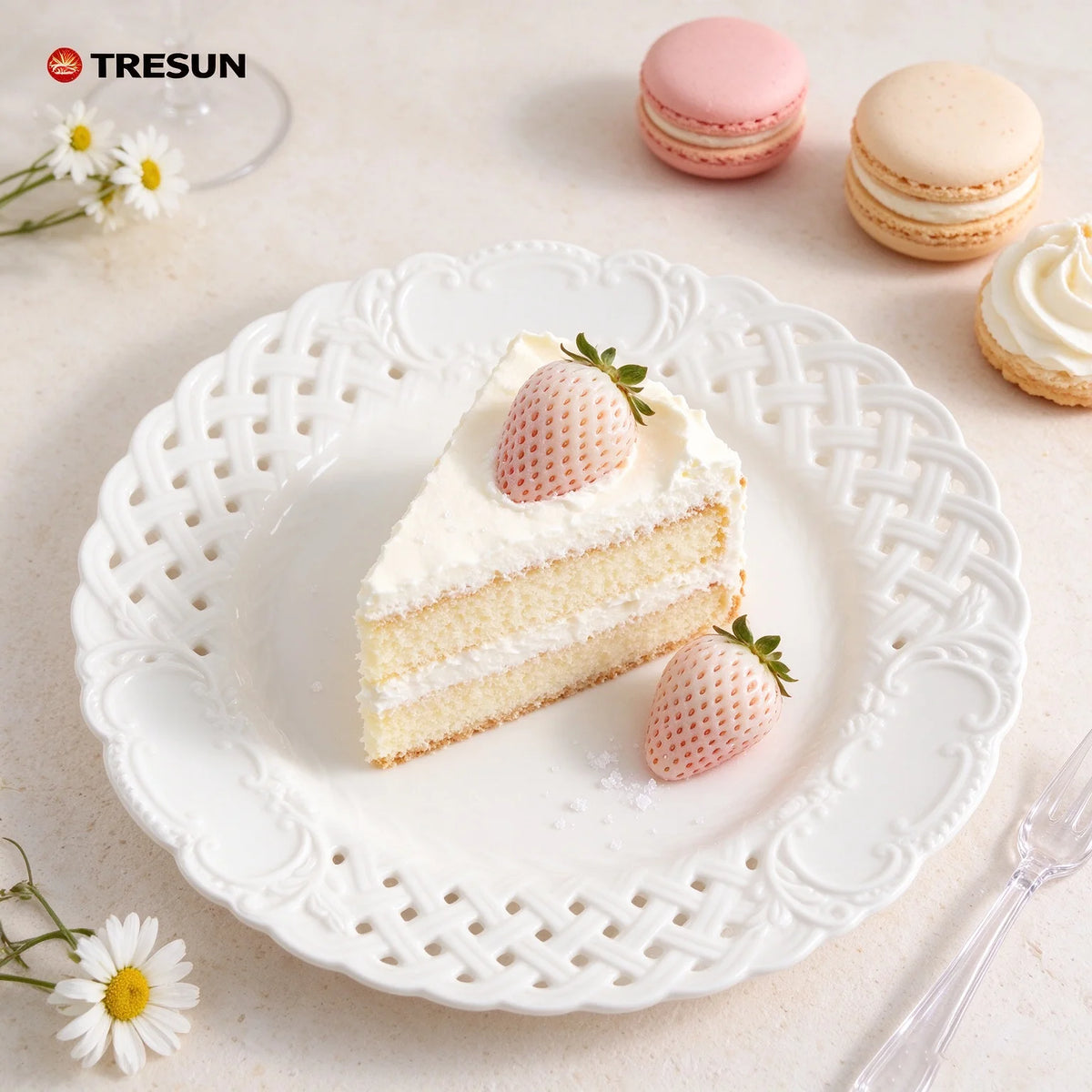 French Retro White Porcelain Hollow Lace Plates Embossed Ceramic Dessert Salad Plates for Home Afternoon Tea Decor
