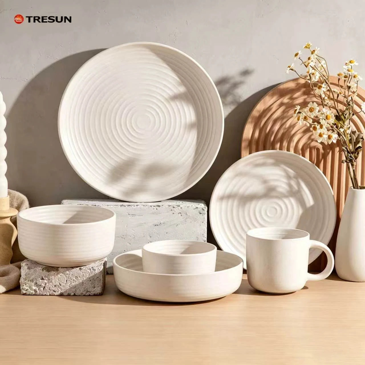 Whilesale Price White Matte Restaurant Hotel Nordic Western Stoneware Ceramic  Plates and Dishes