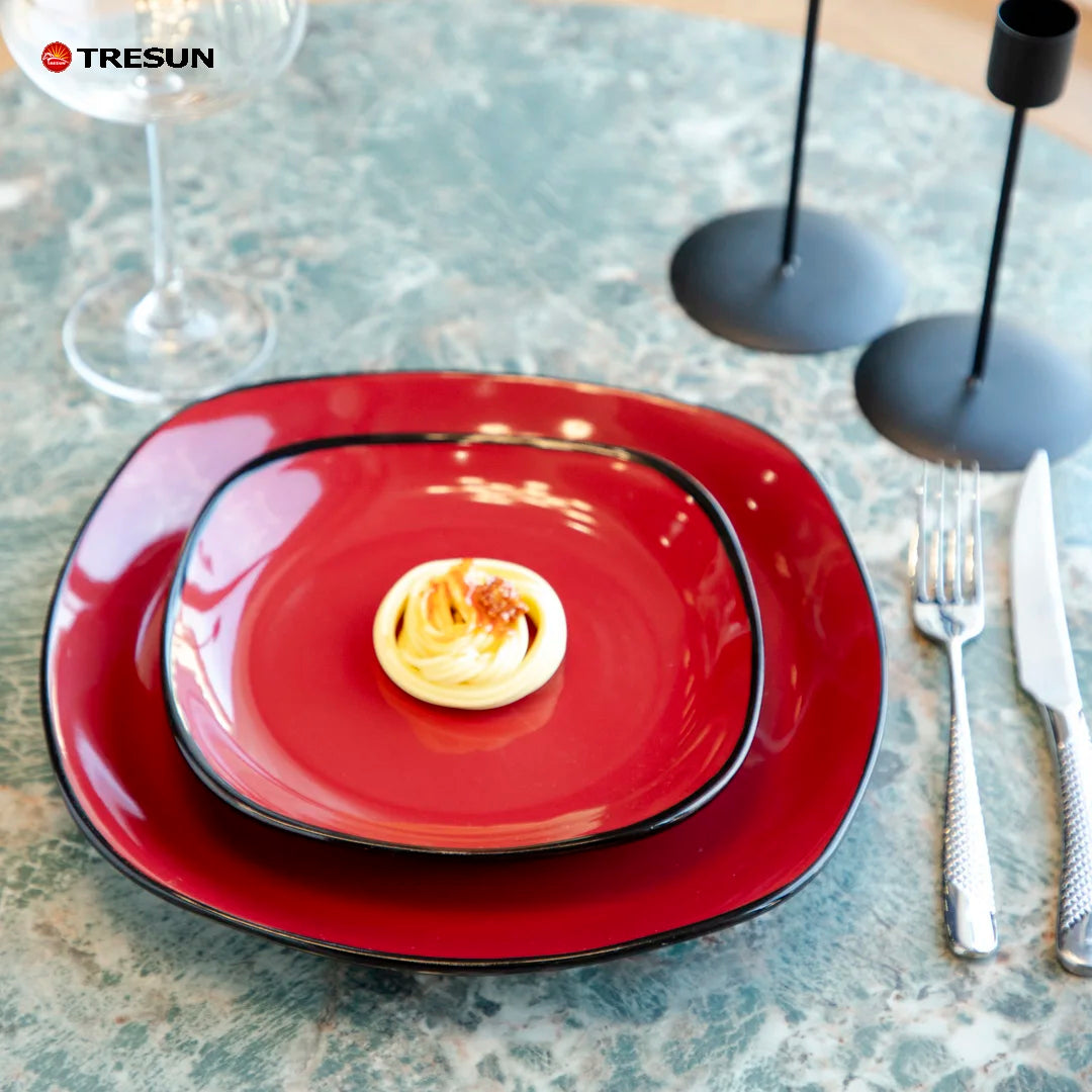 Ready-to-Ship TRESUN Luxury Eco-Friendly Sustainable Bone China Dinnerware Sets High-End Restaurant Tableware Dishwasher Safe