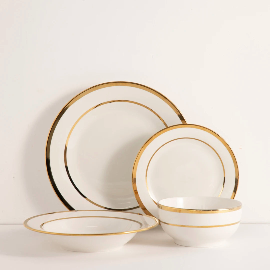 Luxury Middle Eastern Gold Inlay New Bone China Dishwasher/Microwave Safe Dinnerware Set for Weddings & Special Occasions