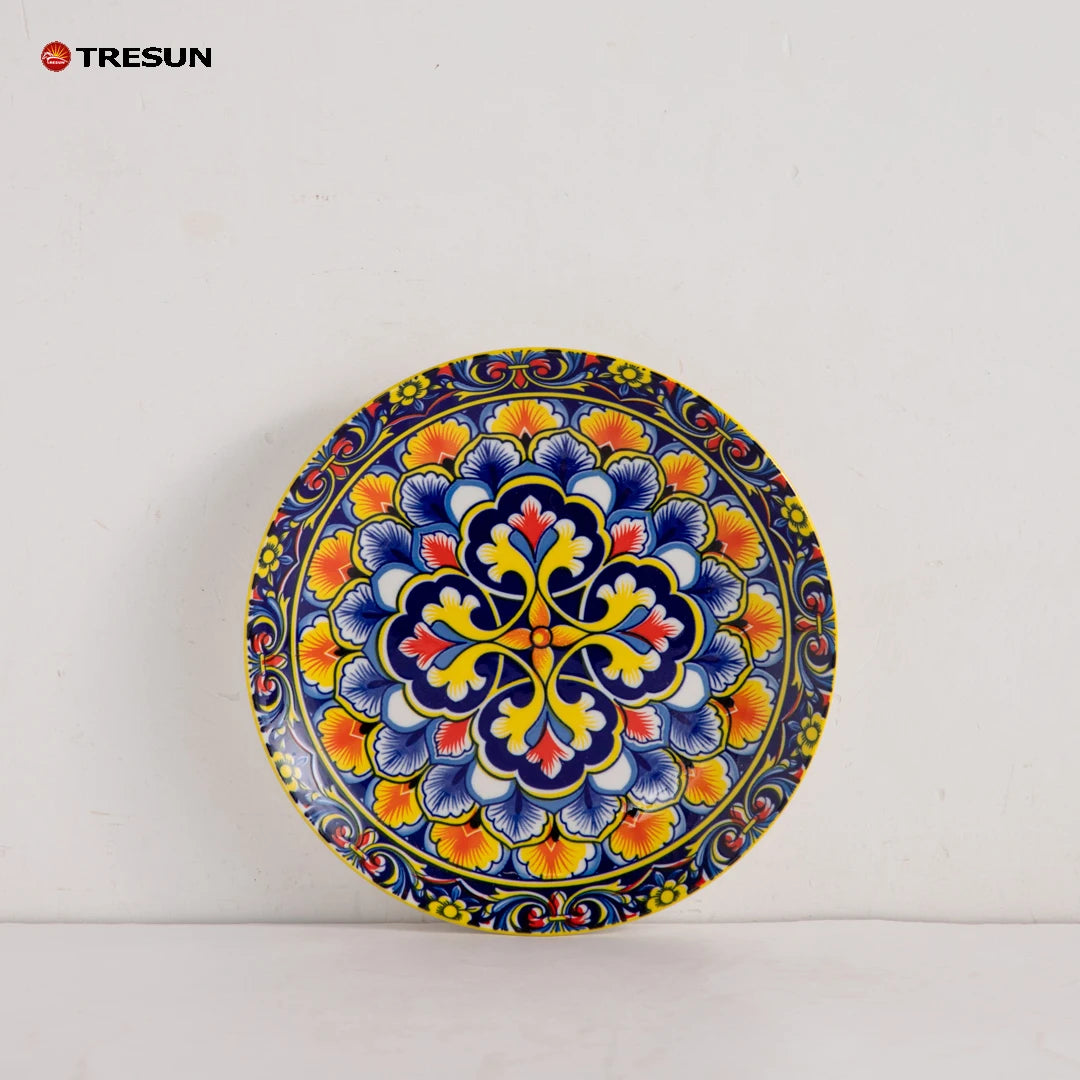 TRESUN Bohemian Ceramic Dinnerware Set Orange Color Porcelain Tableware Set for Restaurant & Home