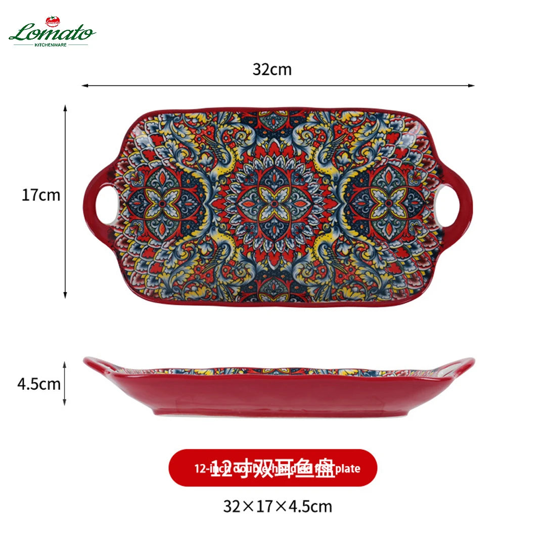 Wholesale TRESUN Bohemian Dinner Ceramic Eco-Friendly Durable Leak-Proof Microwave Safe Tableware Set Restaurant Assorted Dishes