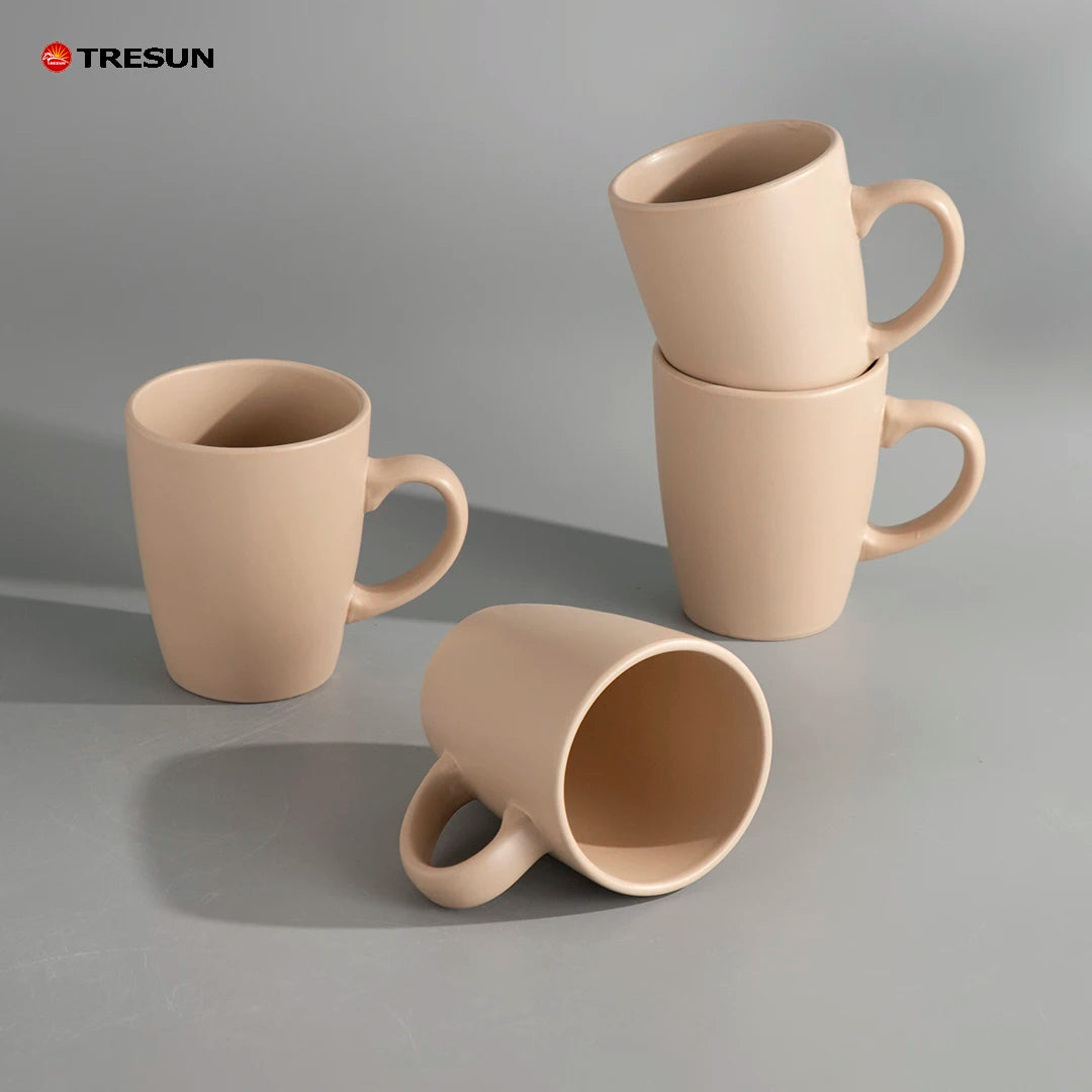 TRESUN 16-Piece Stoneware Classic Wedding Dinnerware Set Dishwasher & Microwave Safe Matte Beige Plates and Mug