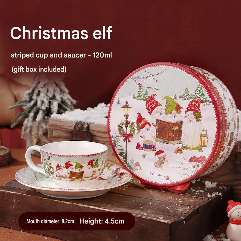 This Christmas Elf Bone China Mug Set Is Perfect for Holiday Use Dishwasher/microwave Safe Leak-proof Making Wonderful Gift.