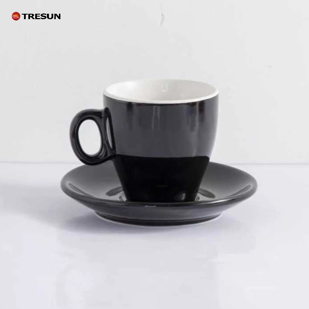 Custom Logo Porcelain Espresso Cup Plate Saucer Set Classic Dishwasher Safe Eco-Friendly 80ml Capacity European American Tiny