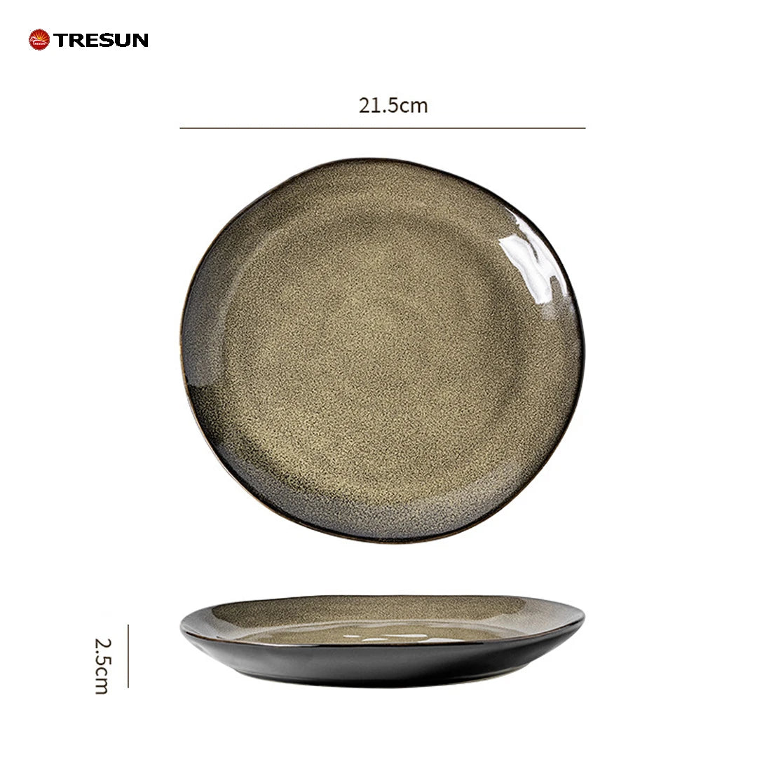 Retro-style Kiln-baked Glazed Ceramic Dinner Plates for Restaurants Steak Pasta  Culinary Plates Household Dish Plates