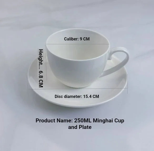 Hotel Cafe White Porcelain Embossed Coffee Cup And Saucer Set Custom Logo Restaurant Tea Cup Wholesale