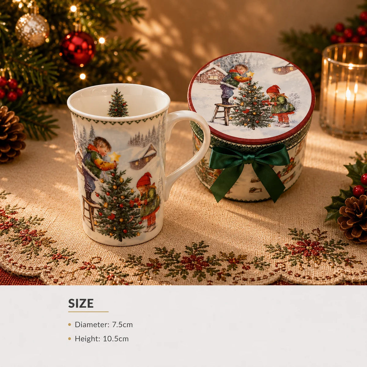 Factory Direct Ceramic Mug Snow Scene Painted Porcelain Ceramic Cup Christmas Birthday Gifts for Housewarming Food
