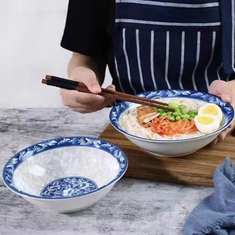 7 Inch Porcelain Enameled Classic Eco-Friendly Disposable Bucket Bowl for Home Restaurant Business Gift Use for Noodles Soup
