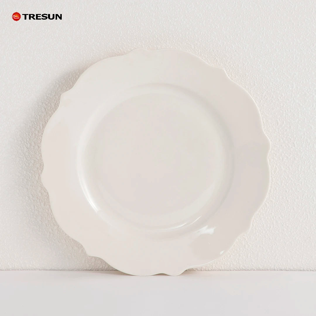Customized Wholesale Irregular Shape Bone Porcelain Tableware Plain White Luxury Dining Plate Hospitality Plates with Bowl