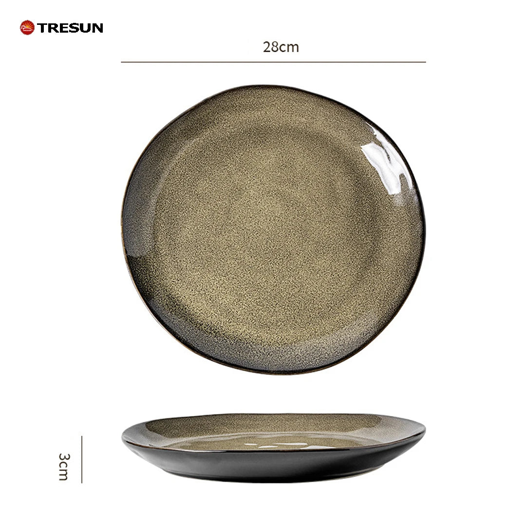 Retro-style Kiln-baked Glazed Ceramic Dinner Plates for Restaurants Steak Pasta  Culinary Plates Household Dish Plates