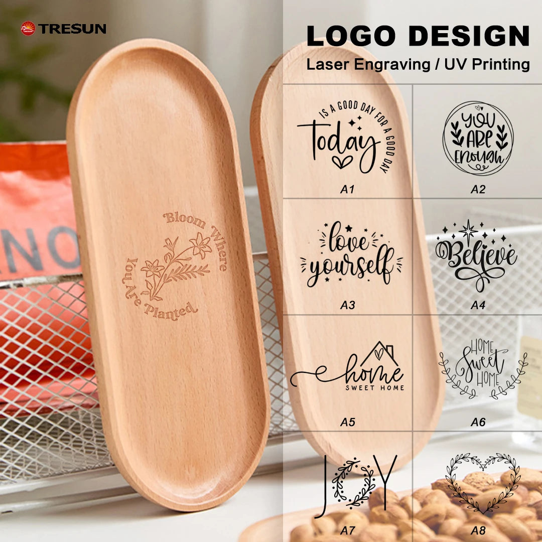 Wholesale Custom Small Beech Wooden Tray for Tea Coffee Food Storage Personalized Handmade Serving Plate