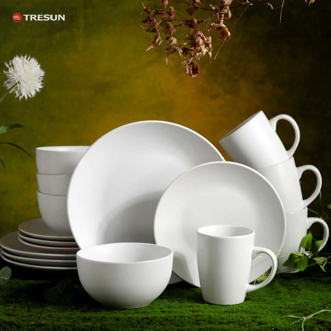 Nodic Color Glazed Round Stoneware Classic Luxury Dinnerware Sets 16 Pcs Dishwasher & Microwave Safe