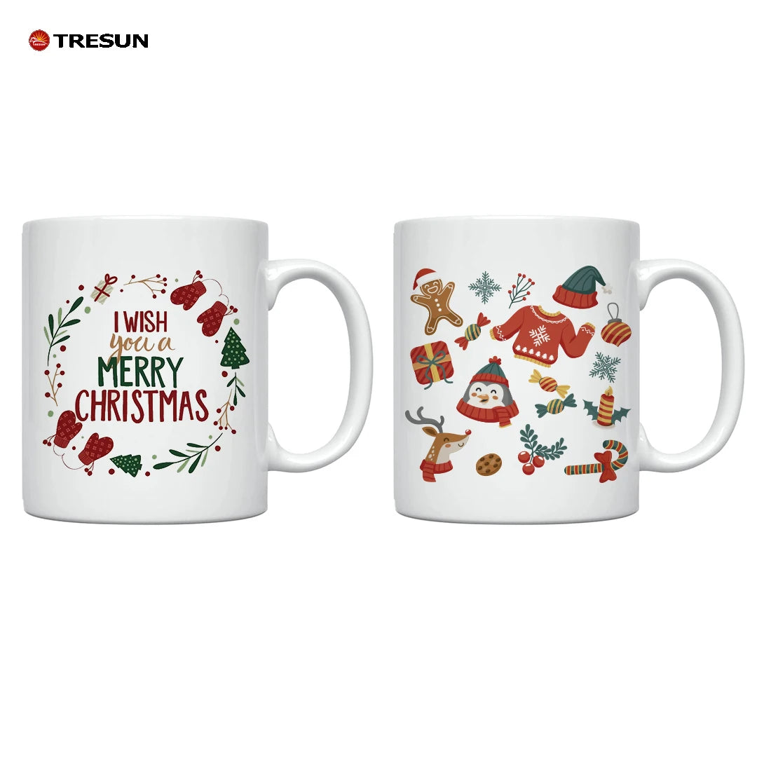 Custom Mugs Factory Price Colorful Christmas Mugs for Printing High Quality 11Oz White Sublimation Ceramic Coffee Mug