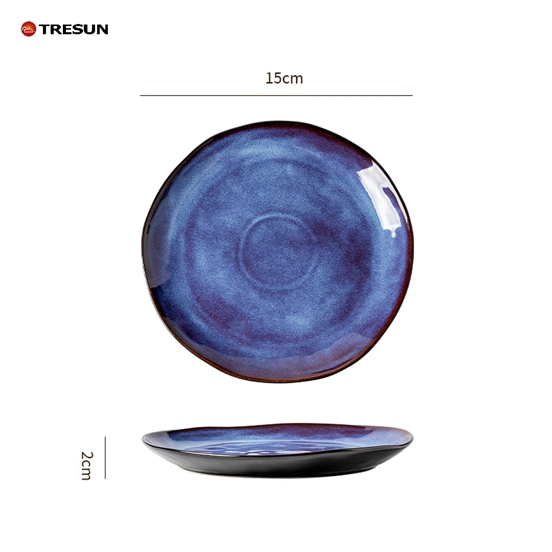 Retro-style Kiln-baked Glazed Ceramic Dinner Plates for Restaurants Steak Pasta  Culinary Plates Household Dish Plates