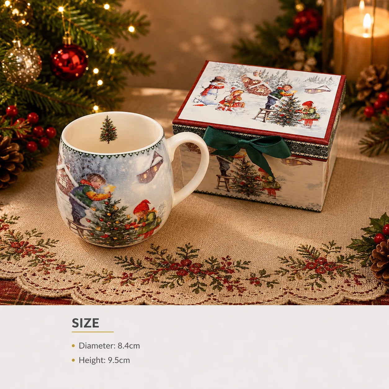 Factory Direct Ceramic Mug Snow Scene Painted Porcelain Ceramic Cup Christmas Birthday Gifts for Housewarming Food