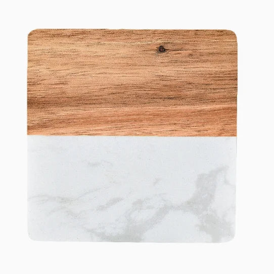 Ocean Wave Resin Acacia Wood Coasters Commercial Round Heat Resistant Cup Mats for Restaurant Hotel Wedding Banquet Wholesale
