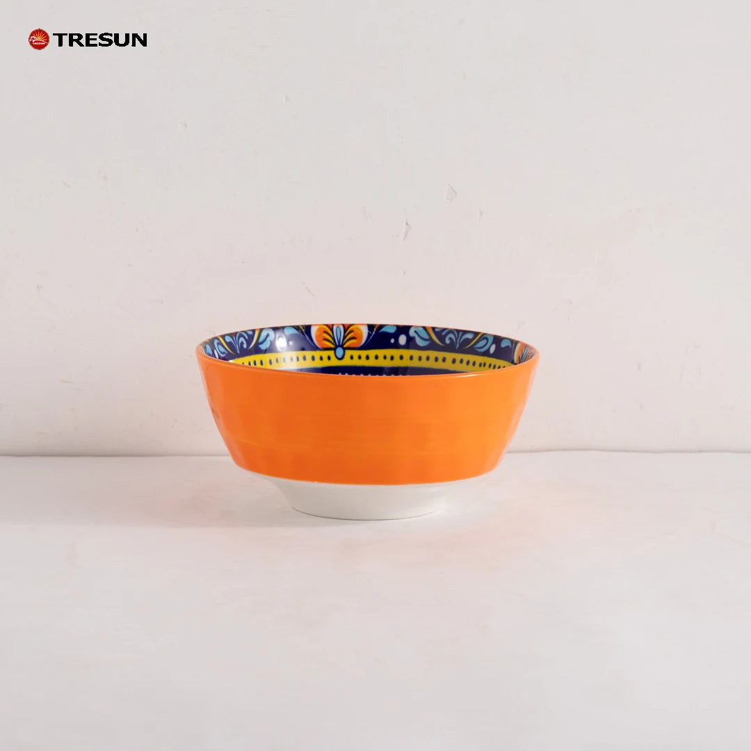 TRESUN Bohemian Ceramic Dinnerware Set Orange Color Porcelain Tableware Set for Restaurant & Home