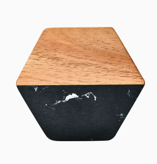 Ocean Wave Resin Acacia Wood Coasters Commercial Round Heat Resistant Cup Mats for Restaurant Hotel Wedding Banquet Wholesale