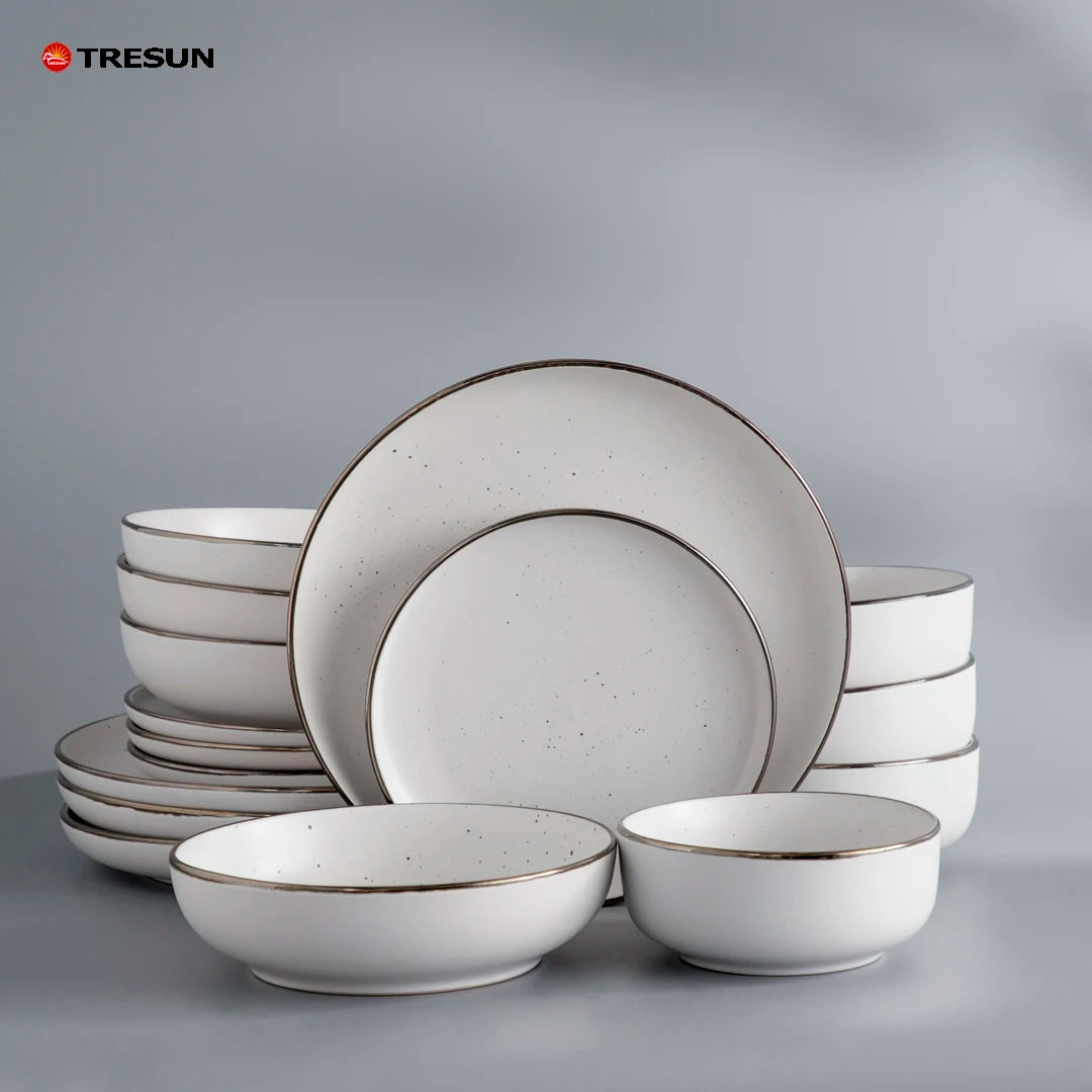 Luxury 16 pcs Ceramic Factory Directly Supply  Restaurant Pind Catering Stoneware Ceramic Tableware Dinnerware Set