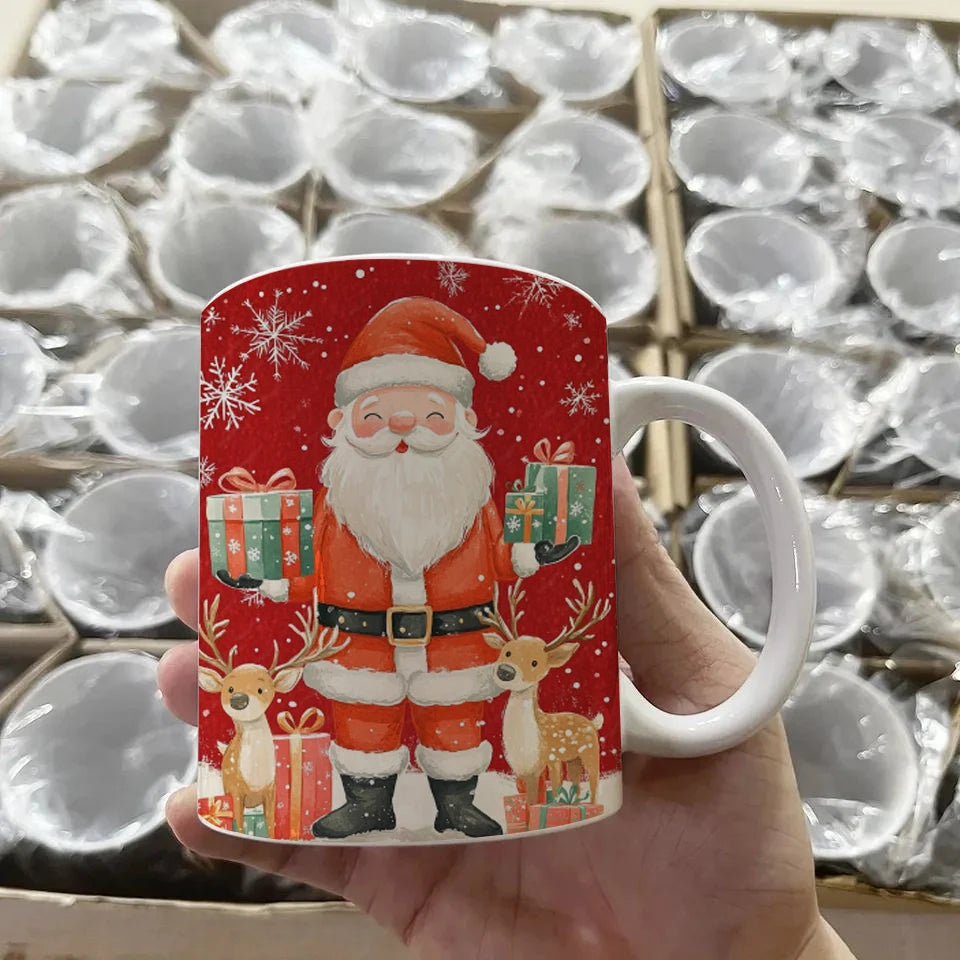Custom Mugs Factory Price Colorful Christmas Mugs for Printing High Quality 11Oz White Sublimation Ceramic Coffee Mug