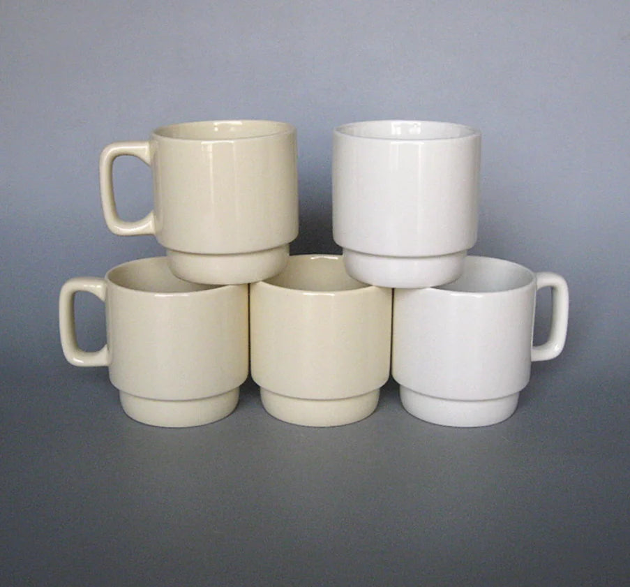 Cream Beige Stackable Ceramic Mug, Minimalist Straight Body Coffee Tea Cup, Custom Logo, Bulk Wholesale for Supermarket Holiday