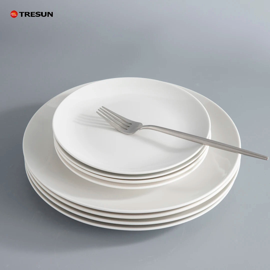 European Modern High Value 16 Piece Pure White Bone China Tableware Set Plates Bowls Dishes-Light Luxury for Simple Home