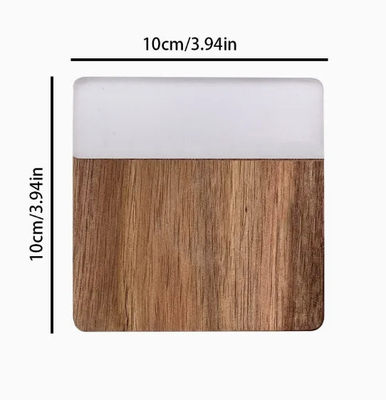 Ocean Wave Resin Acacia Wood Coasters Commercial Round Heat Resistant Cup Mats for Restaurant Hotel Wedding Banquet Wholesale
