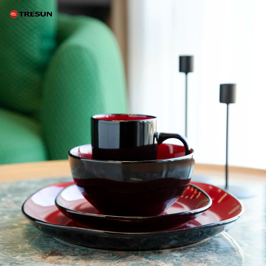 Ready-to-Ship TRESUN Luxury Eco-Friendly Sustainable Bone China Dinnerware Sets High-End Restaurant Tableware Dishwasher Safe