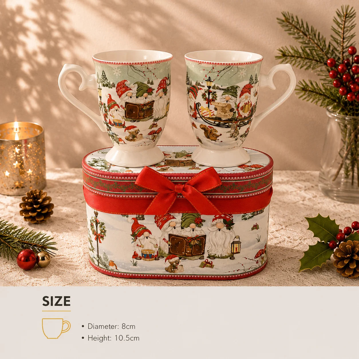 Creative Coffee Ceramic Cups with Handle Christmas Ceramic Cup Mug Set Cartoon Christmas Elf Design Porcelain Mug