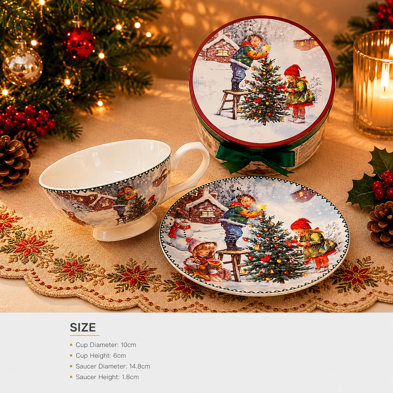 Factory Direct Ceramic Mug Snow Scene Painted Porcelain Ceramic Cup Christmas Birthday Gifts for Housewarming Food